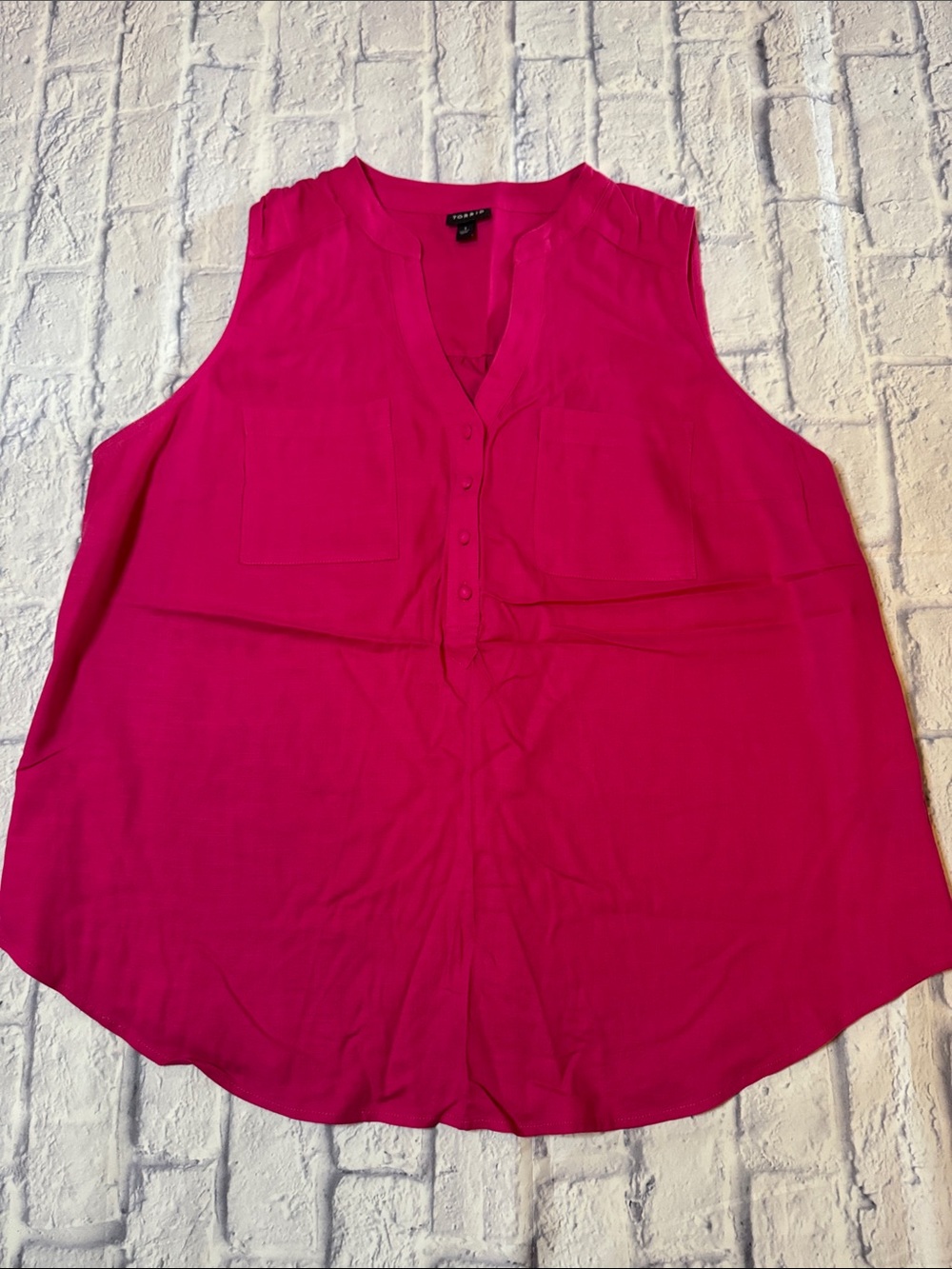 torrid Hot Pink Button-Front Sleeveless Blouse